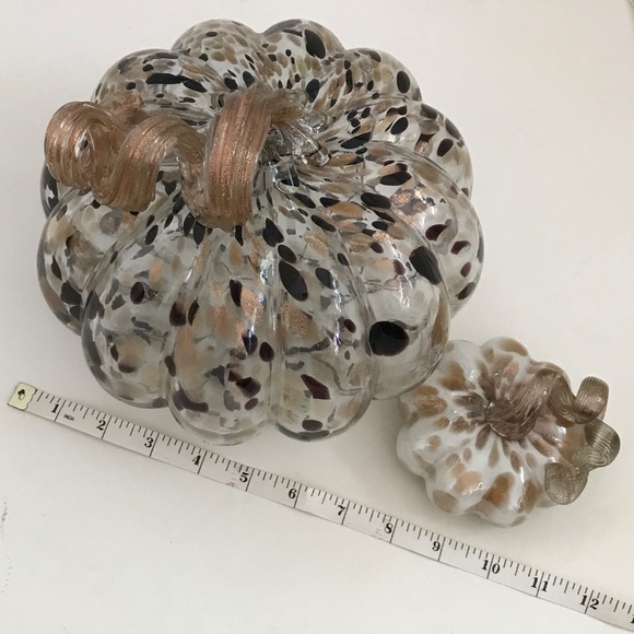 Glass Pumpkins Metallic Bronzy Gold Curly Stem Centerpiece Fall Thanksgiving - Picture 11 of 14